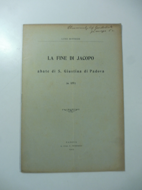 La fine di Jacopo abate di S. Giustina di Padova (a. 1271)